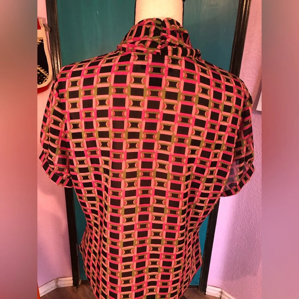 Vintage Art Deco Lavalliere Blouse Size L 🖤 - Picture 13 of 16